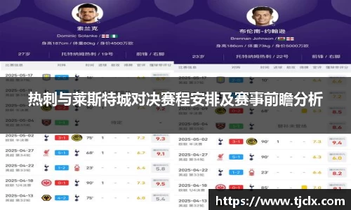 热刺与莱斯特城对决赛程安排及赛事前瞻分析